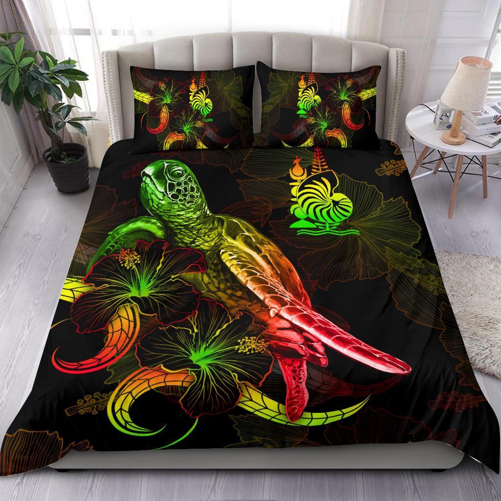 New Caledonia Polynesian Bedding Set - Turtle With Blooming Hibiscus Reggae Reggae - Polynesian Pride