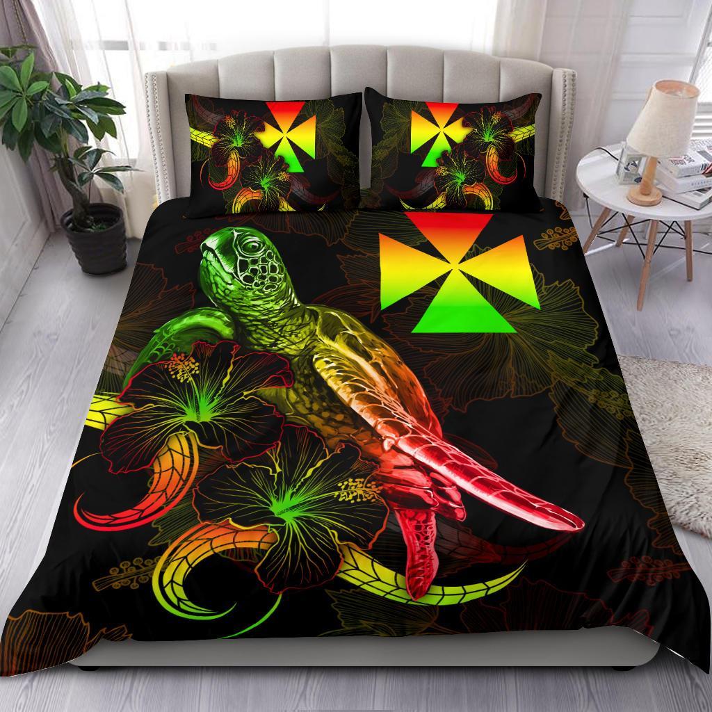 Wallis and Futuna Polynesian Bedding Set - Turtle With Blooming Hibiscus Reggae Reggae - Polynesian Pride