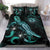 Hawaii Polynesian Bedding Set - Turtle With Blooming Hibiscus Turquoise Turquoise - Polynesian Pride