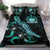 Samoa Polynesian Bedding Set - Turtle With Blooming Hibiscus Turquoise Turquoise - Polynesian Pride