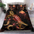 Papua New Guinea Polynesian Bedding Set - Turtle With Blooming Hibiscus Gold Gold - Polynesian Pride