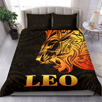 Sun In Leo Zodiac Bedding Set Polynesian Tattoo Simple - Orange Black - Polynesian Pride