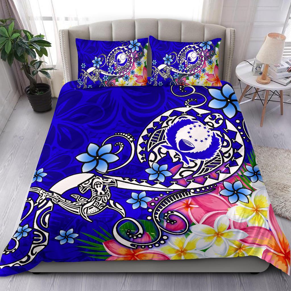 Pohnpei Bedding Set - Turtle Plumeria (Blue) Blue - Polynesian Pride