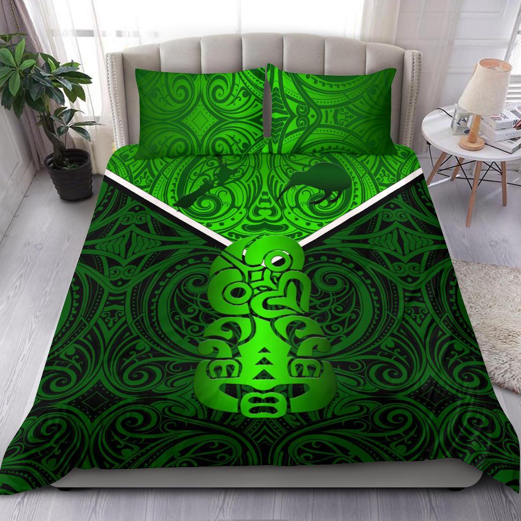 New Zealand Maori Rugby Bedding Set Pride Version - Green - Polynesian Pride