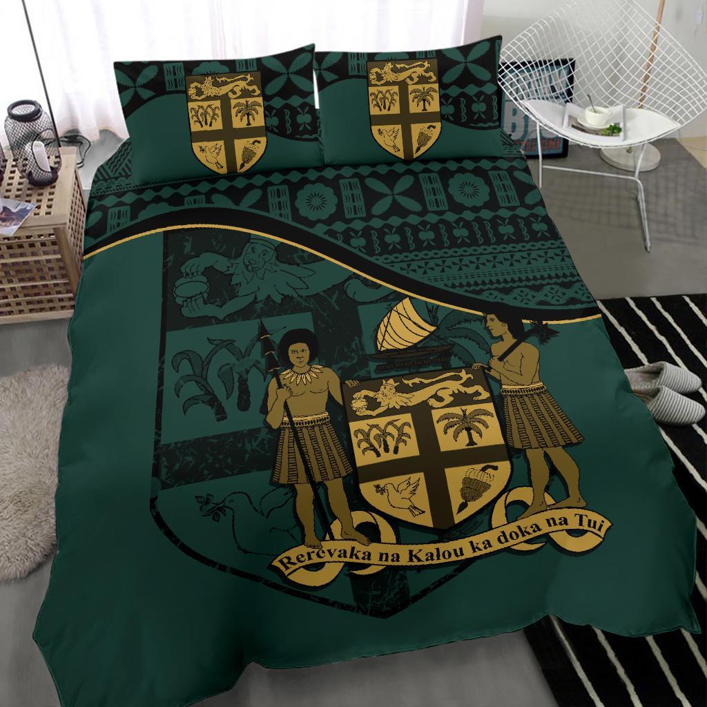 Polynesian Duvet Cover Set - Fiji Bedding Set Dark Green - Polynesian Pride