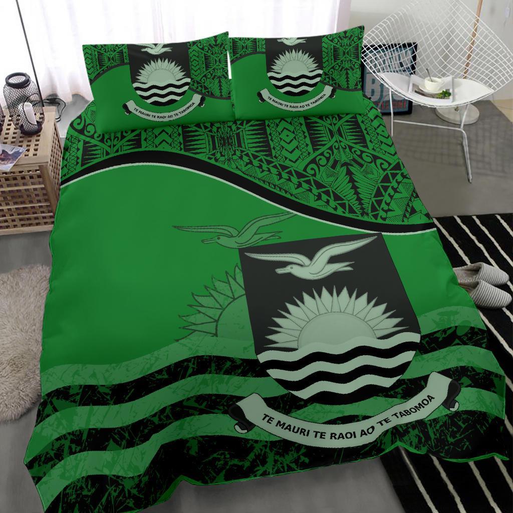 Kiribati Duvet Cover Set - Kiribati Flag & Coat Of Arms Green - Polynesian Pride