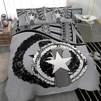 Northern Mariana Islands Duvet Cover Set - Northern Mariana Islands Flag Gray - Polynesian Pride