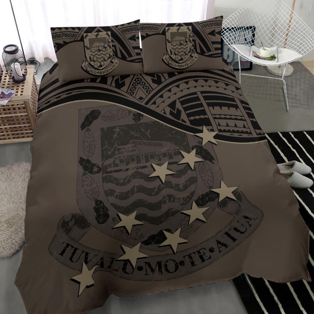Tuvalu Duvet Cover Set - Coat Of Arms & Flag Brown - Polynesian Pride