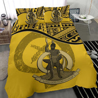 Vanuatu Duvet Cover Set - Vanuatu Coat Of Arms Yellow - Polynesian Pride