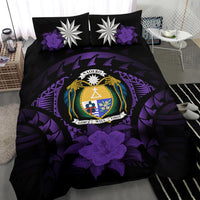 Nauru Duvet Cover Set - Nauru Coat Of Arms & Purple Hibiscus - Polynesian Pride