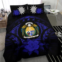 Nauru Duvet Cover Set - Nauru Coat Of Arms & Dark Blue Hibiscus - Polynesian Pride