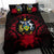 Solomon Island Duvet Cover Set - Solomon Island Coat Of Arms & Red Hibiscus - Polynesian Pride