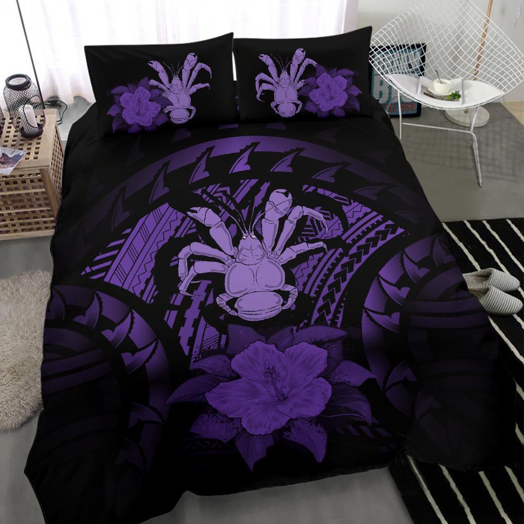 Niue Duvet Cover Set - Coconut Crab & Purple Hibiscus - Polynesian Pride