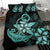 Hawaiian Anchor Plumeria Hamerhead Shark Polynesian Bedding Set - Turquoise - Polynesian Pride