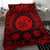 Hawaiian Map Honu Hibiscus Tropic Red Polynesian Bedding Set - Polynesian Pride