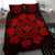 Hawaiian Map Kanaka Turtles Circle Style Red Polynesian Bedding Set - Polynesian Pride