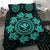 Hawaiian Map Kanaka Turtles Circle Style Turquoise Polynesian Bedding Set - Polynesian Pride