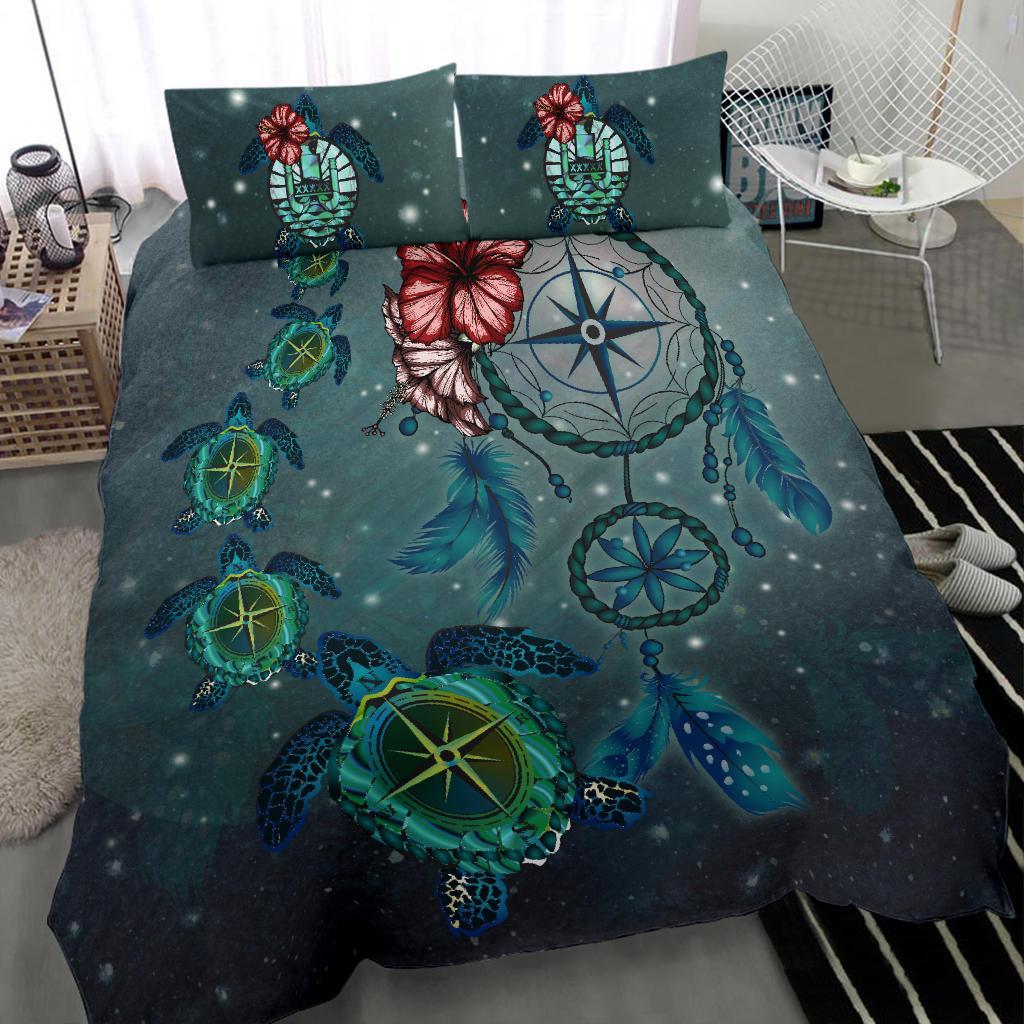 Polynesian Duvet Cover Set - Tahiti Bedding Set Dreamcatcher Turtle Compass - Polynesian Pride