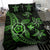 Hawaiian Map Art Turtle Kanaka Hibiscus Plumeria Green Polynesian Bedding Set - Polynesian Pride