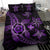 Hawaiian Map Art Turtle Kanaka Hibiscus Plumeria Violet Polynesian Bedding Set - Polynesian Pride