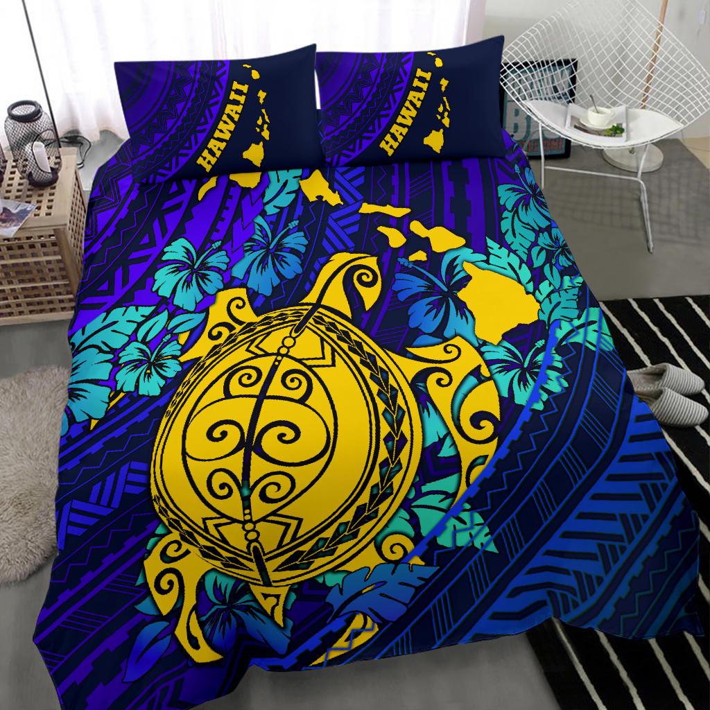 Polynesian Hawaii Duvet Cover Set - Blue Polynesian Sea Turtle - Polynesian Pride