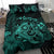 Hawaiian Map Turtle Tattoo Hibiscus Plumeria Polynesian Bedding Set - Turquoise - Polynesian Pride