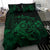 Hawaiian Map Turtle Tattoo Hibiscus Plumeria Polynesian Bedding Set - Green - Polynesian Pride