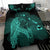 Hawaiian Map Heart Hula Girl Hibiscus Polynesian Bedding Set - Turquoise - Polynesian Pride