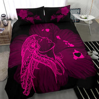 Hawaiian Map Heart Hula Girl Hibiscus Polynesian Bedding Set - Pink - Polynesian Pride