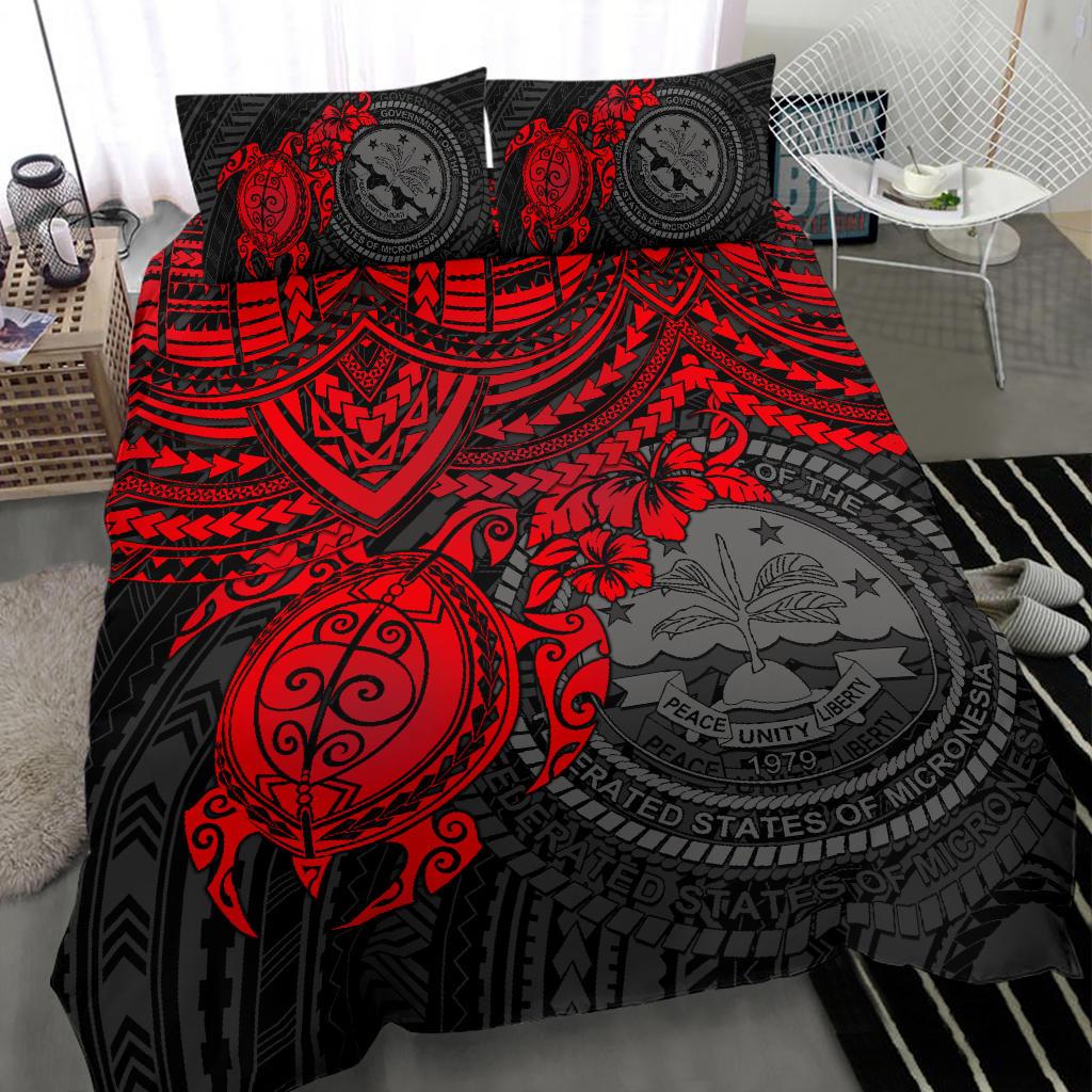 Federated States Of Micronesia Duvet Cover Set - Red Turtle - Polynesian Pride