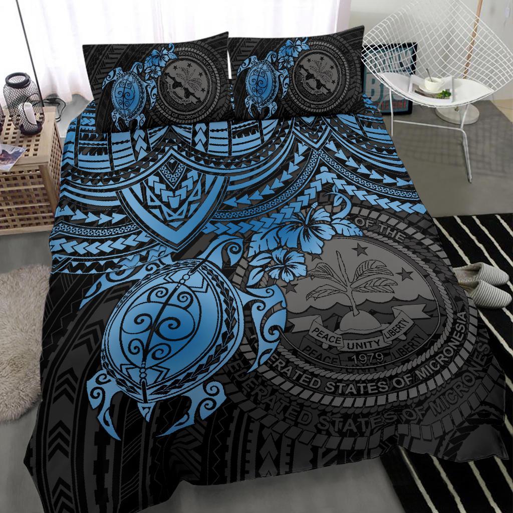 Federated States Of Micronesia Duvet Cover Set - Blue Turtle BLUE - Polynesian Pride