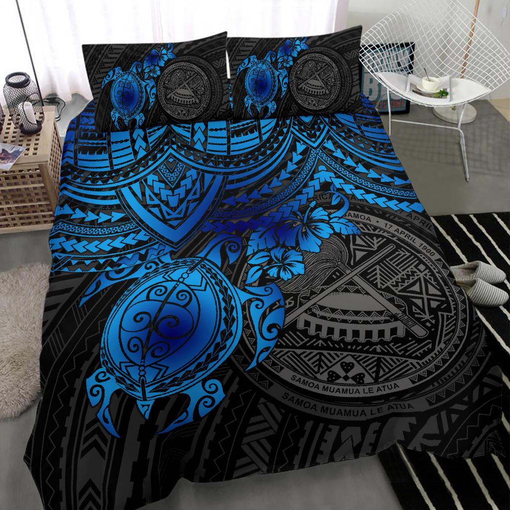 American Samoa Polynesian Duvet Cover Set - Blue Turtle - Polynesian Pride