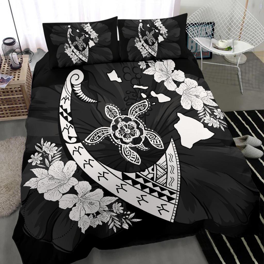 Hawaiian Map Hibiscus Turtle Fish Hook Polynesian Bedding Set - Polynesian Pride