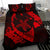 Hawaiian Map Hibiscus Turtle Fish Hook Polynesian Bedding Set Red - Polynesian Pride