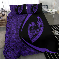 Hawaiian Surfing Waves Fish Hook Polynesian Bedding Set - Circle Style Purple - Polynesian Pride