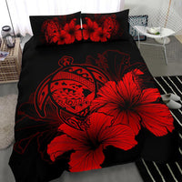 Hawaiian Map Hibiscus Turtle Polynesian Bedding Set - Red - Polynesian Pride