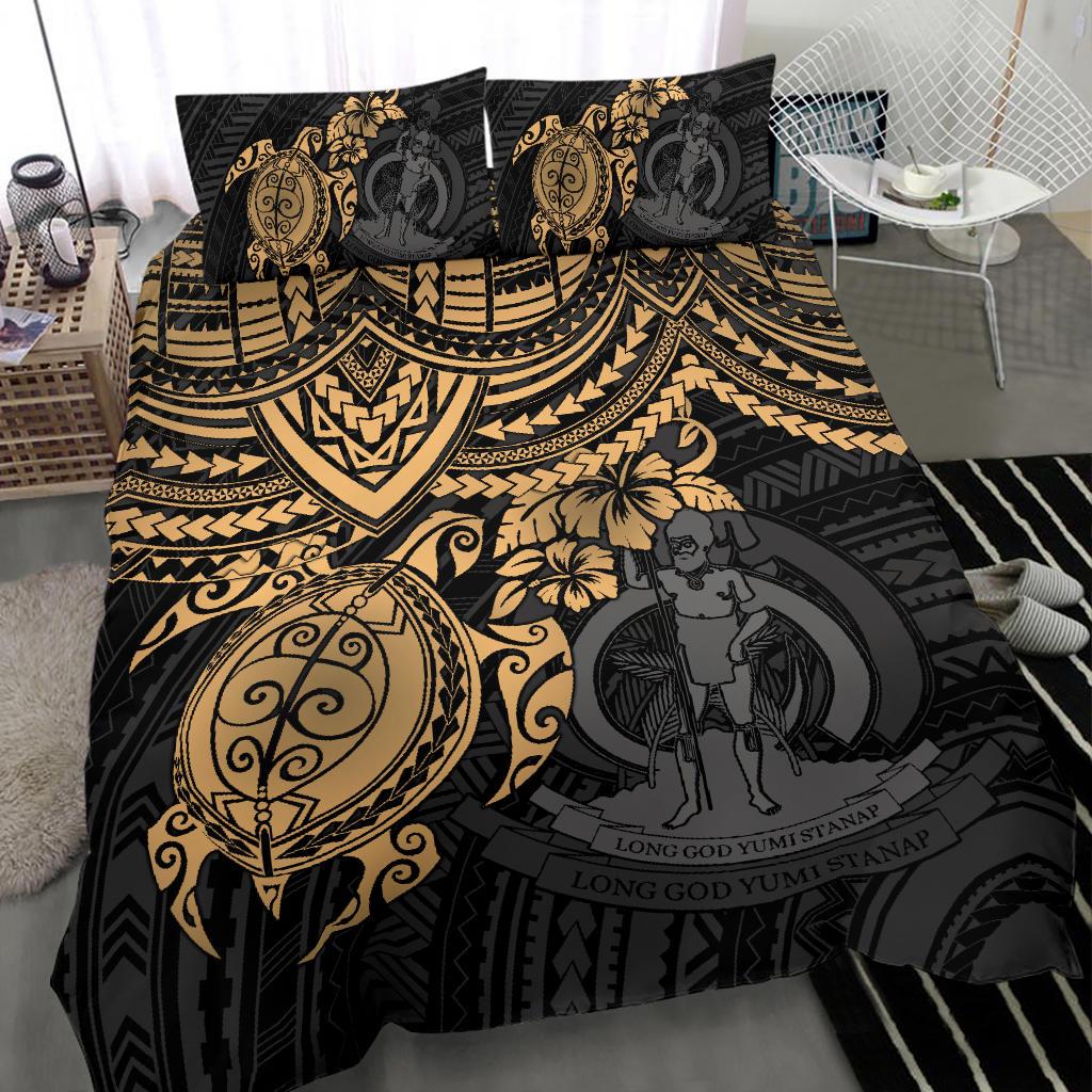 Vanuatu Polynesian Duvet Cover Set - Gold Turtle - Polynesian Pride