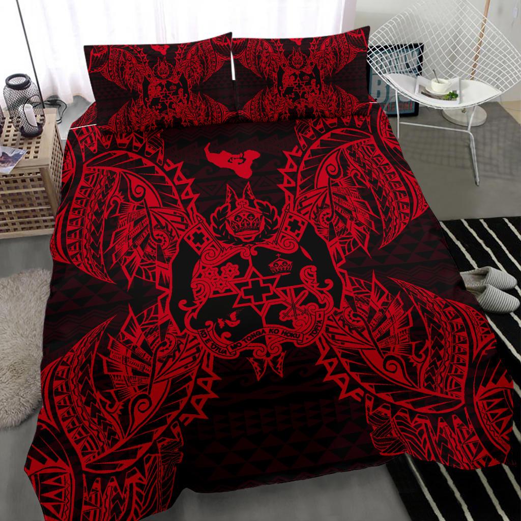 Polynesian Bedding Set - Tonga Duvet Cover Set Map Red - Polynesian Pride