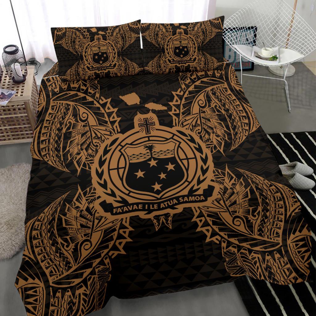 Polynesian Bedding Set - Samoa Duvet Cover Set Map Gold - Polynesian Pride