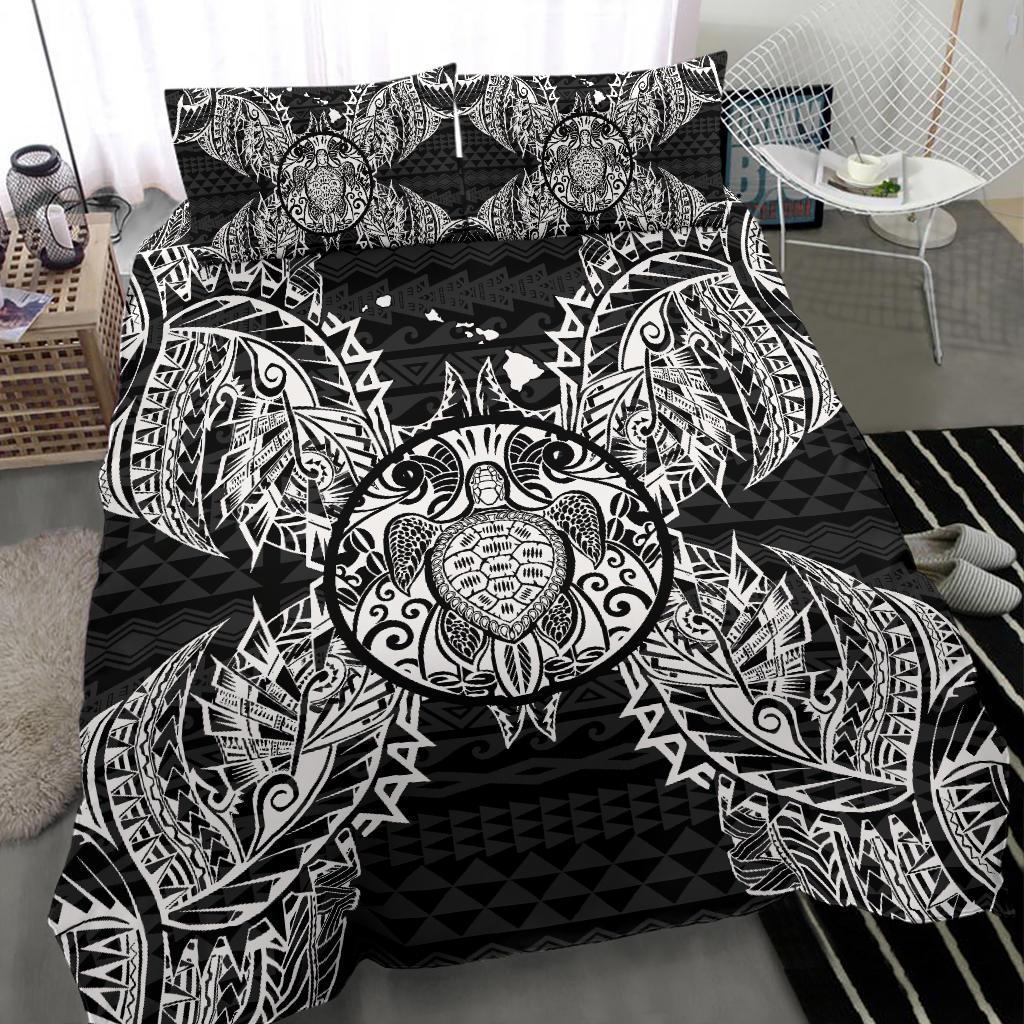 Polynesian Bedding Set - Hawaii Turtle Duvet Cover Set Map Black - Polynesian Pride