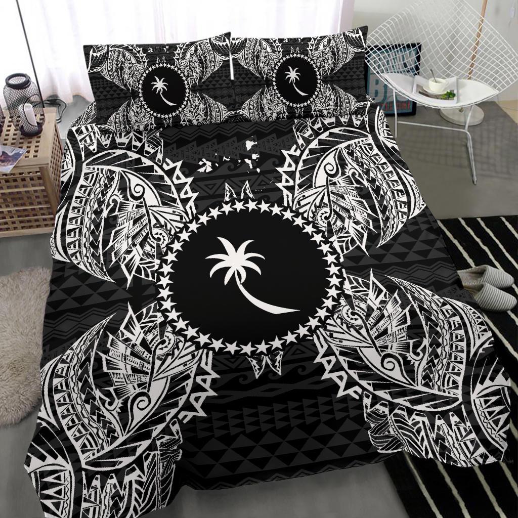 Polynesian Bedding Set - Chuuk Duvet Cover Set Map Black - Polynesian Pride