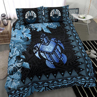 Polynesian Duvet Cover Set - Tahiti Bedding Set Turtle Hibiscus Blue - Polynesian Pride