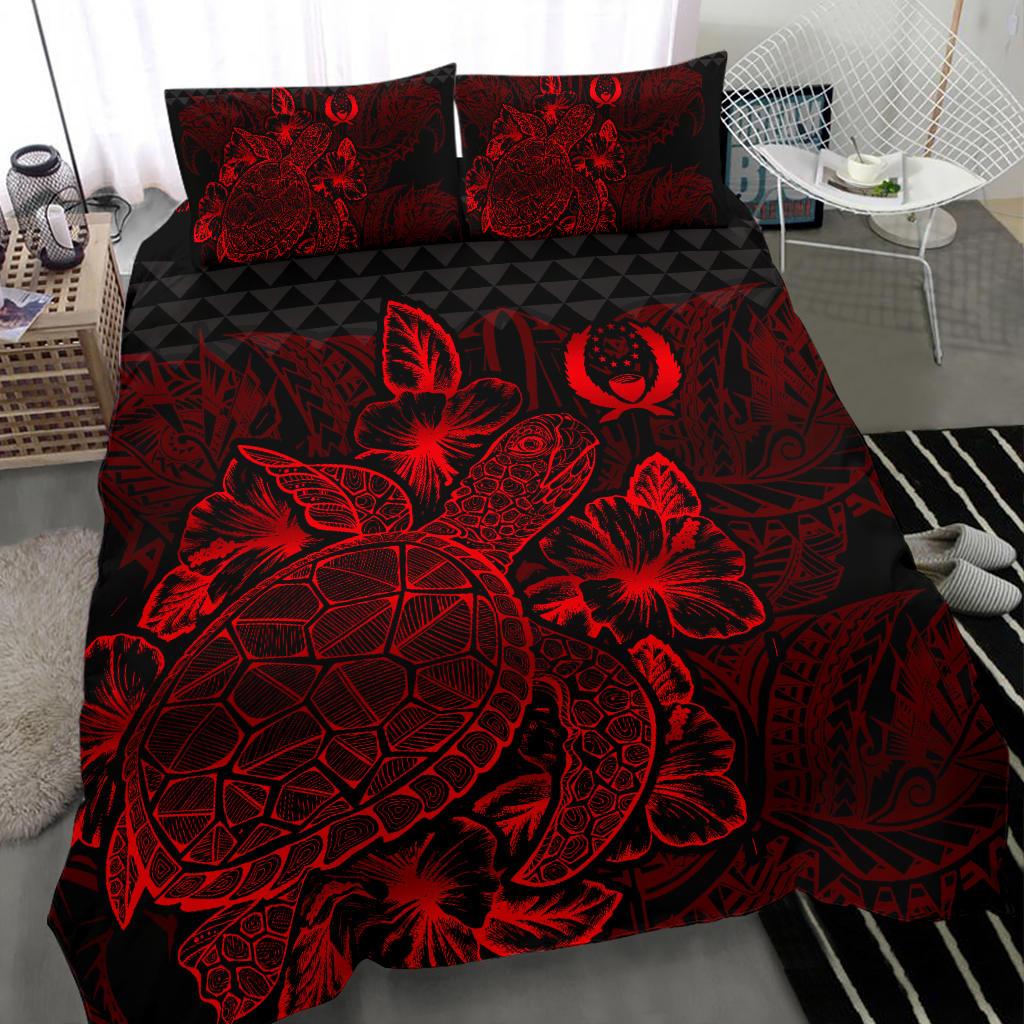 Polynesian Bedding Set - Pohnpei Duvet Cover Set Red Color - Polynesian Pride