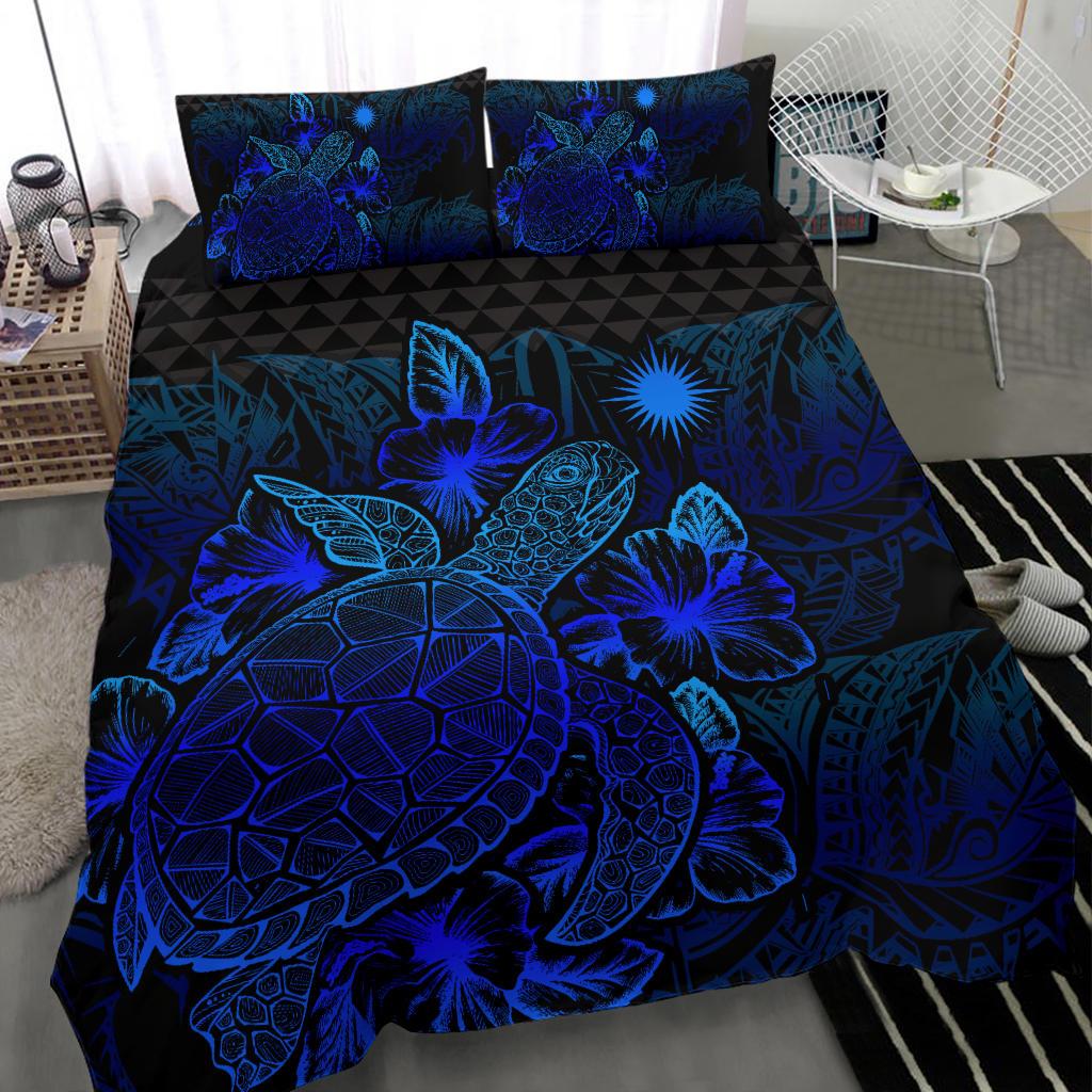 Polynesian Bedding Set - Marshall Islands Duvet Cover Set Blue Color - Polynesian Pride