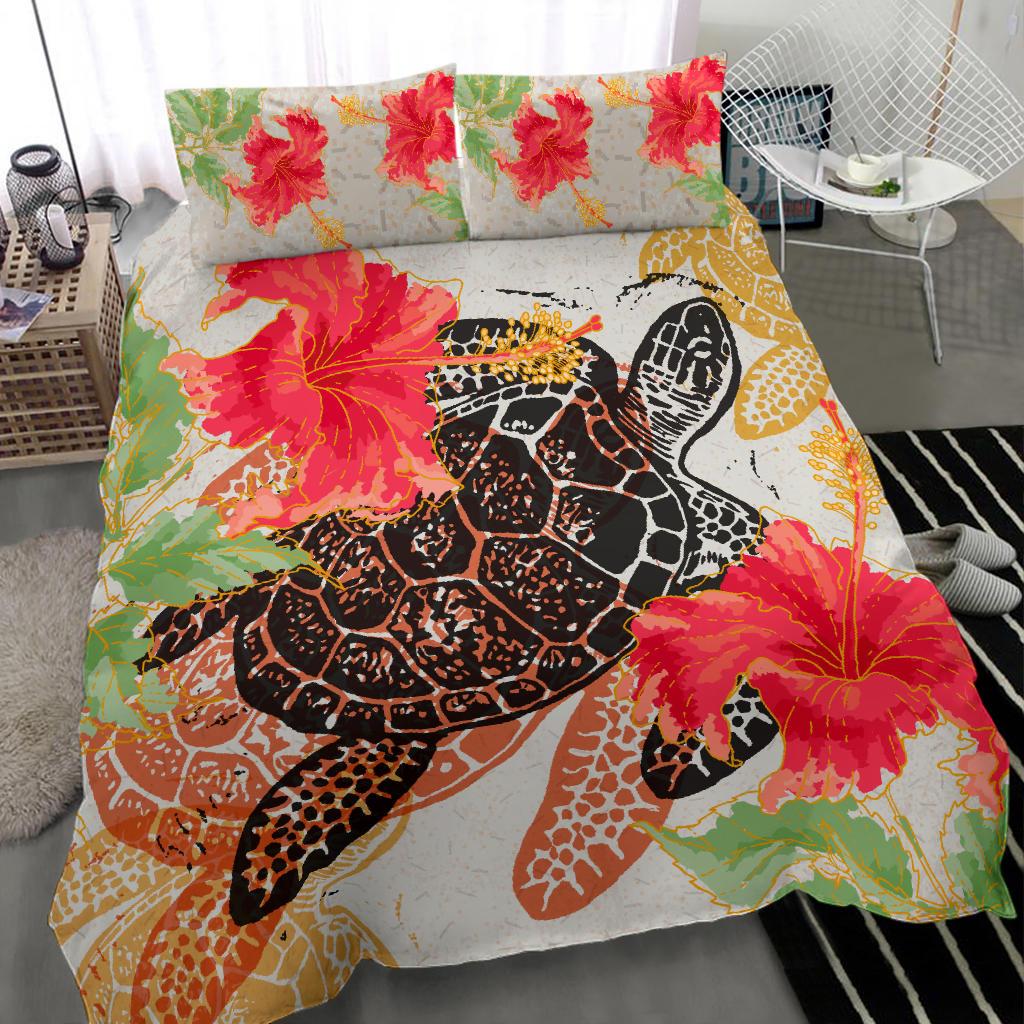 Hawaii Bedding Set - Hawaii Turtle Art Hibiscus Bedding Set - Polynesian Pride