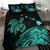 Hawaii Turtle Polynesian Map Plumeria Bedding Set Turquoise - Polynesian Pride