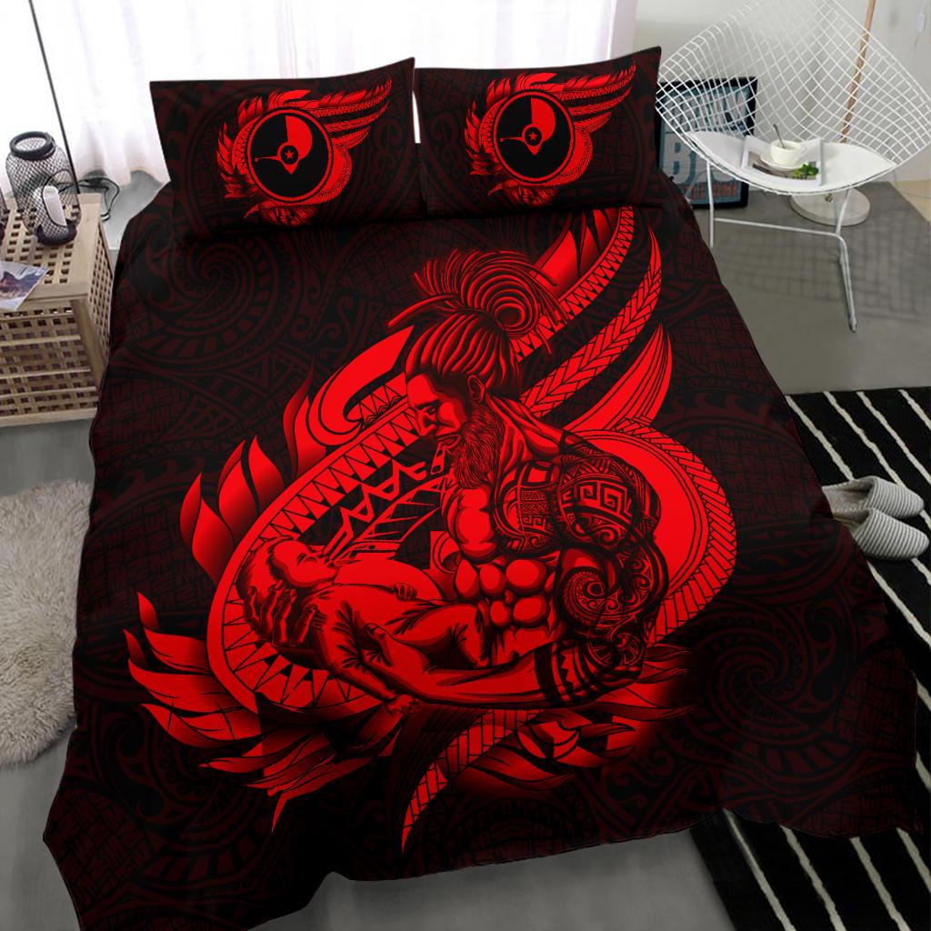 Polynesian Bedding Set - Yap Duvet Cover Set Father And Son Red Red - Polynesian Pride
