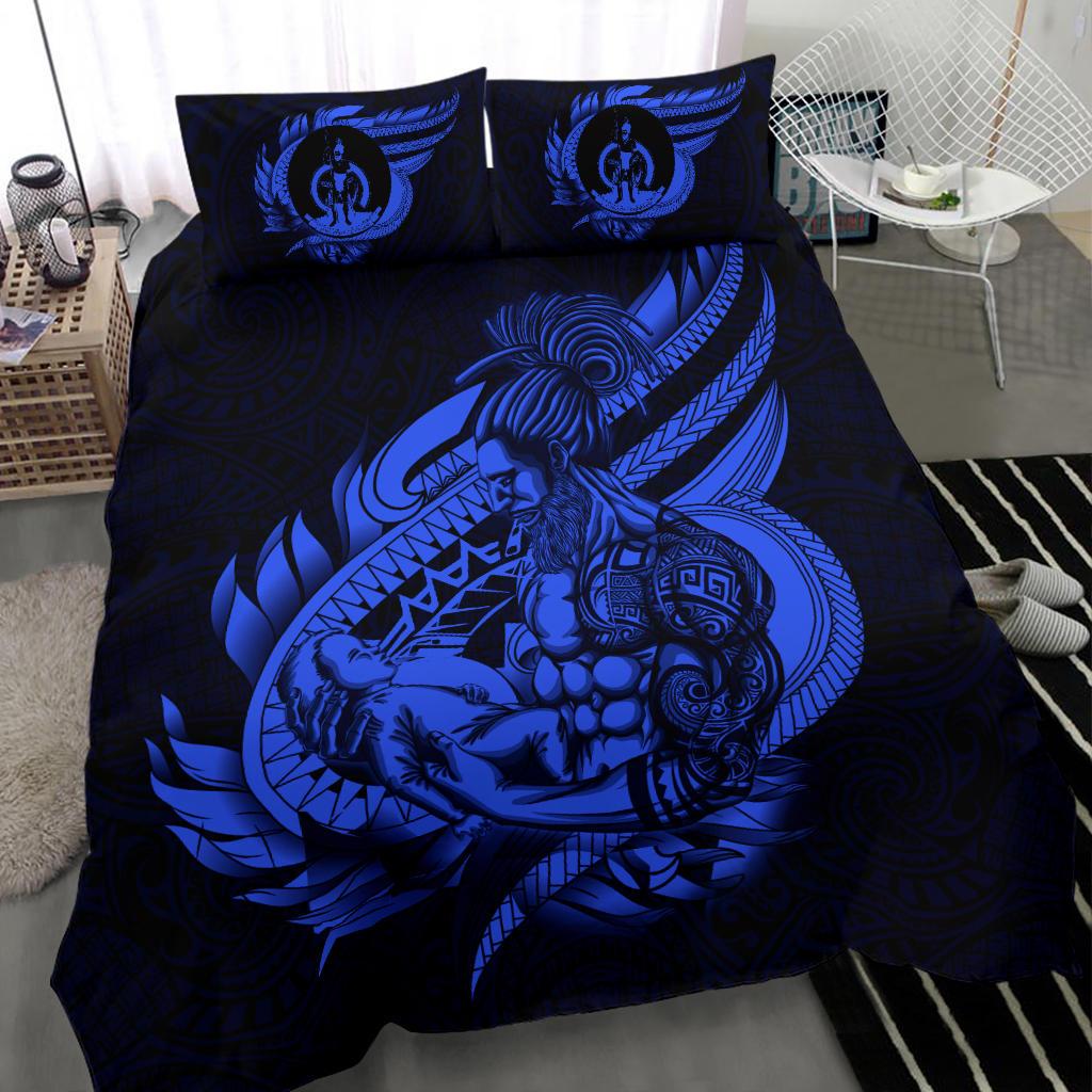 Polynesian Bedding Set - Vanuatu Duvet Cover Set Father And Son Blue Blue - Polynesian Pride