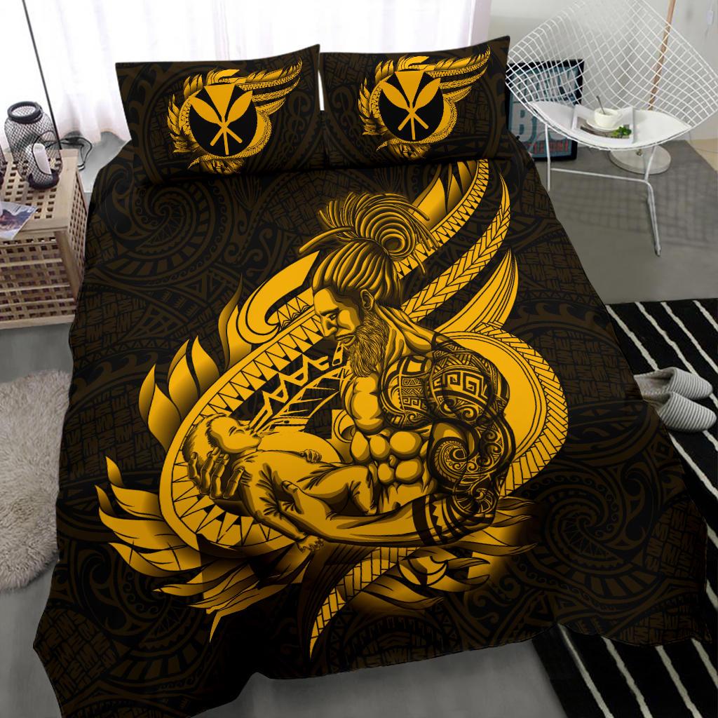 Polynesian Bedding Set - Hawaii Duvet Cover Set Father And Son Gold Gold - Polynesian Pride