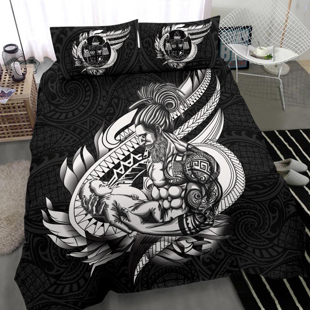 Polynesian Bedding Set - Fiji Duvet Cover Set Father And Son Black Black - Polynesian Pride